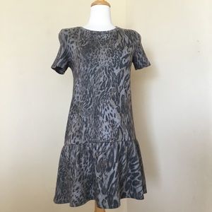 Zara Woman Animal Print Dress Short Sleeve Size S